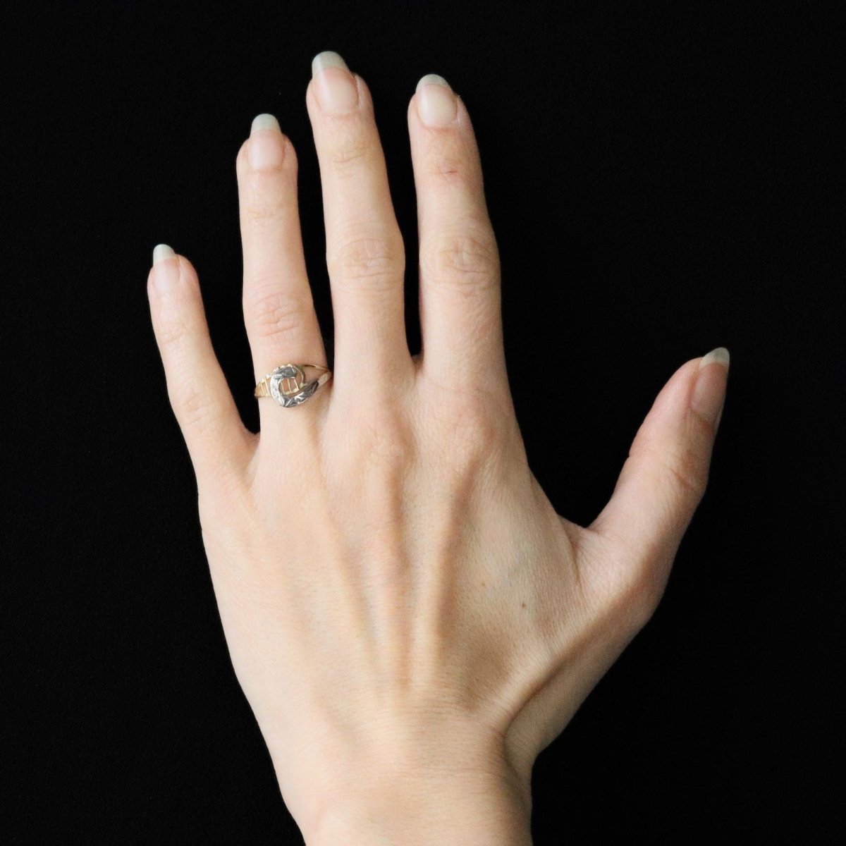 Bague virgule en or jaune et or blanc et diamant - Castafiore