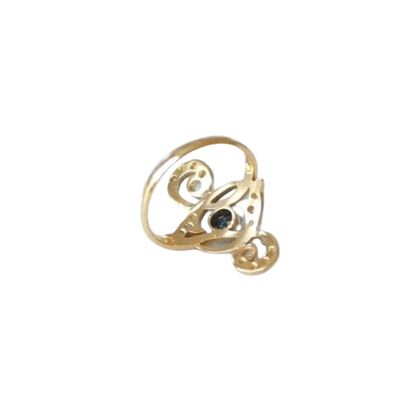 Bague Volutes Diamants et Saphir - Castafiore