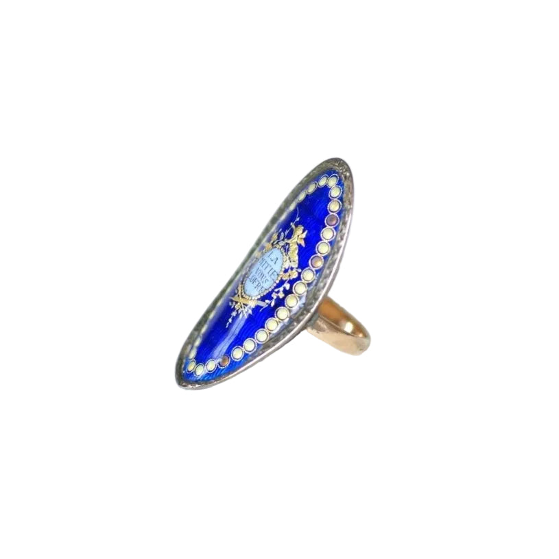 Bague XVIIIe Siècle Email Or et Argent - Castafiore