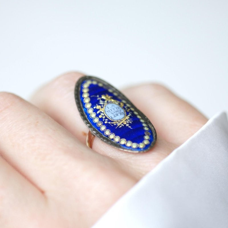 Bague XVIIIe Siècle Email Or et Argent - Castafiore
