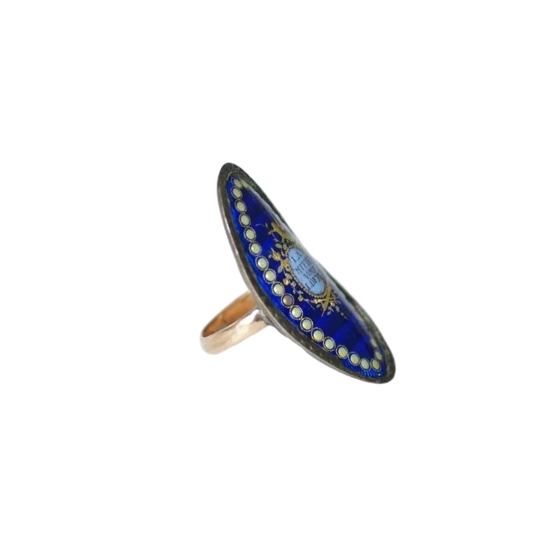 Bague XVIIIe Siècle Email Or et Argent - Castafiore
