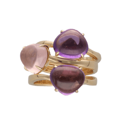 Bagues BULGARI en jaune, améthystes et quartz rose - Castafiore