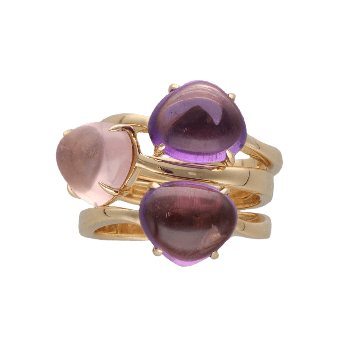 Bagues BULGARI en jaune, améthystes et quartz rose - Castafiore