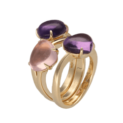 Bagues BULGARI en jaune, améthystes et quartz rose - Castafiore
