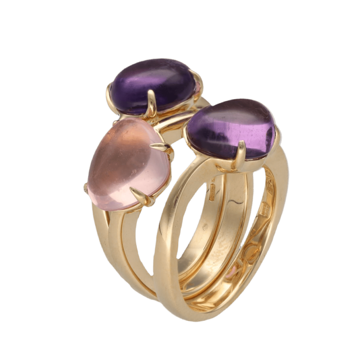 Bagues BULGARI en jaune, améthystes et quartz rose - Castafiore