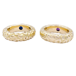 Bagues Chaumet ,"Carrosse", or jaune, saphirs de couleurs. - Castafiore