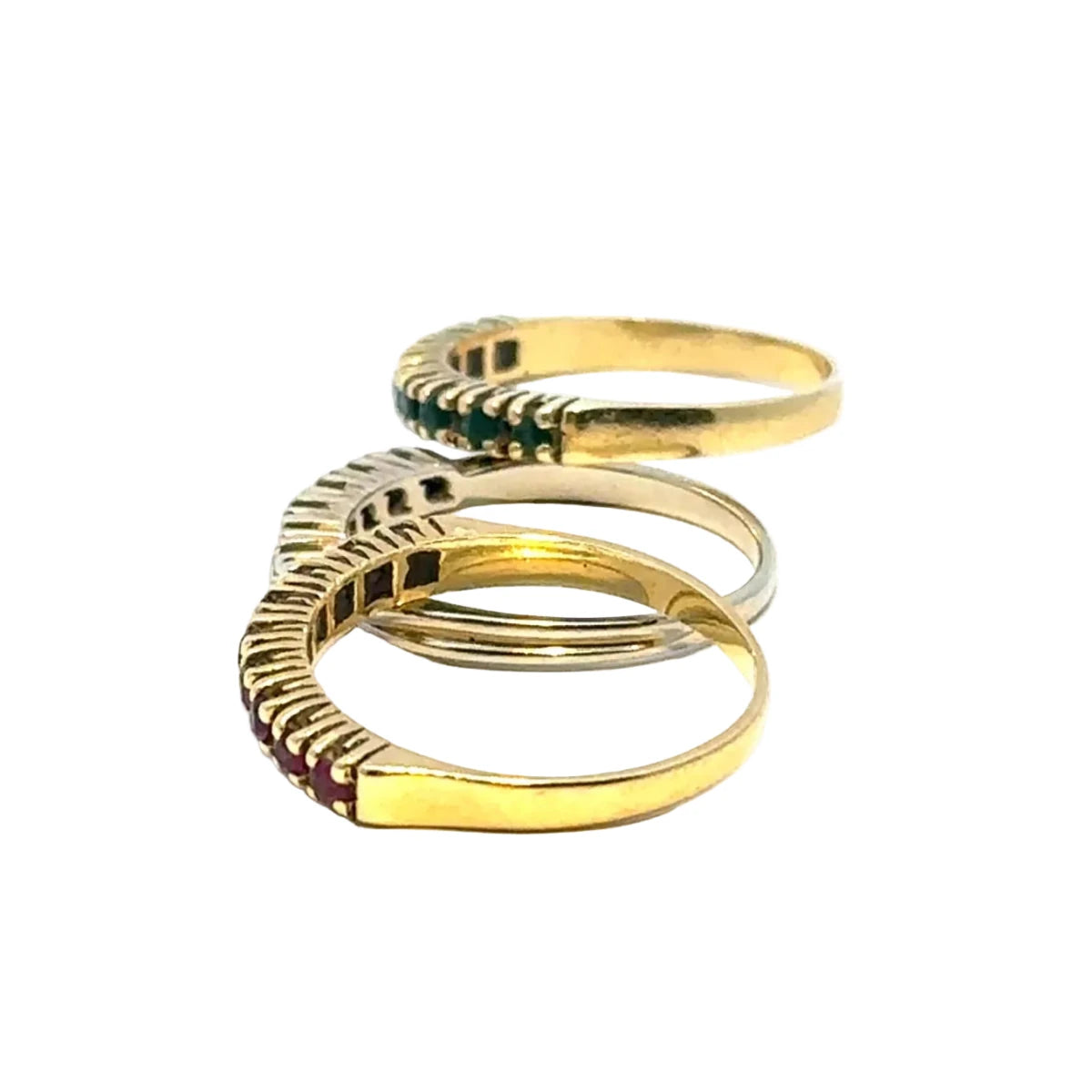 Bagues en or jaune, émeraudes, rubis et diamants - Castafiore