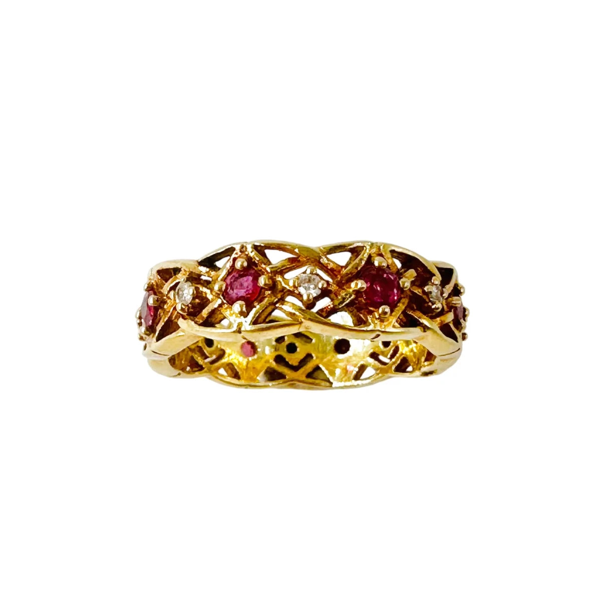 Bangue Jonc GIVENCHY en or jaune, rubis et diamants - Castafiore