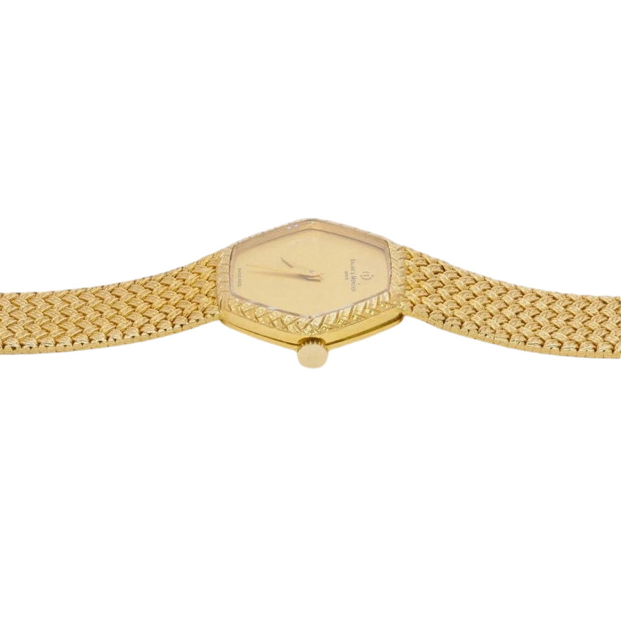 BAUME & MERCIER Montre vintage or jaune maille tressée - Castafiore