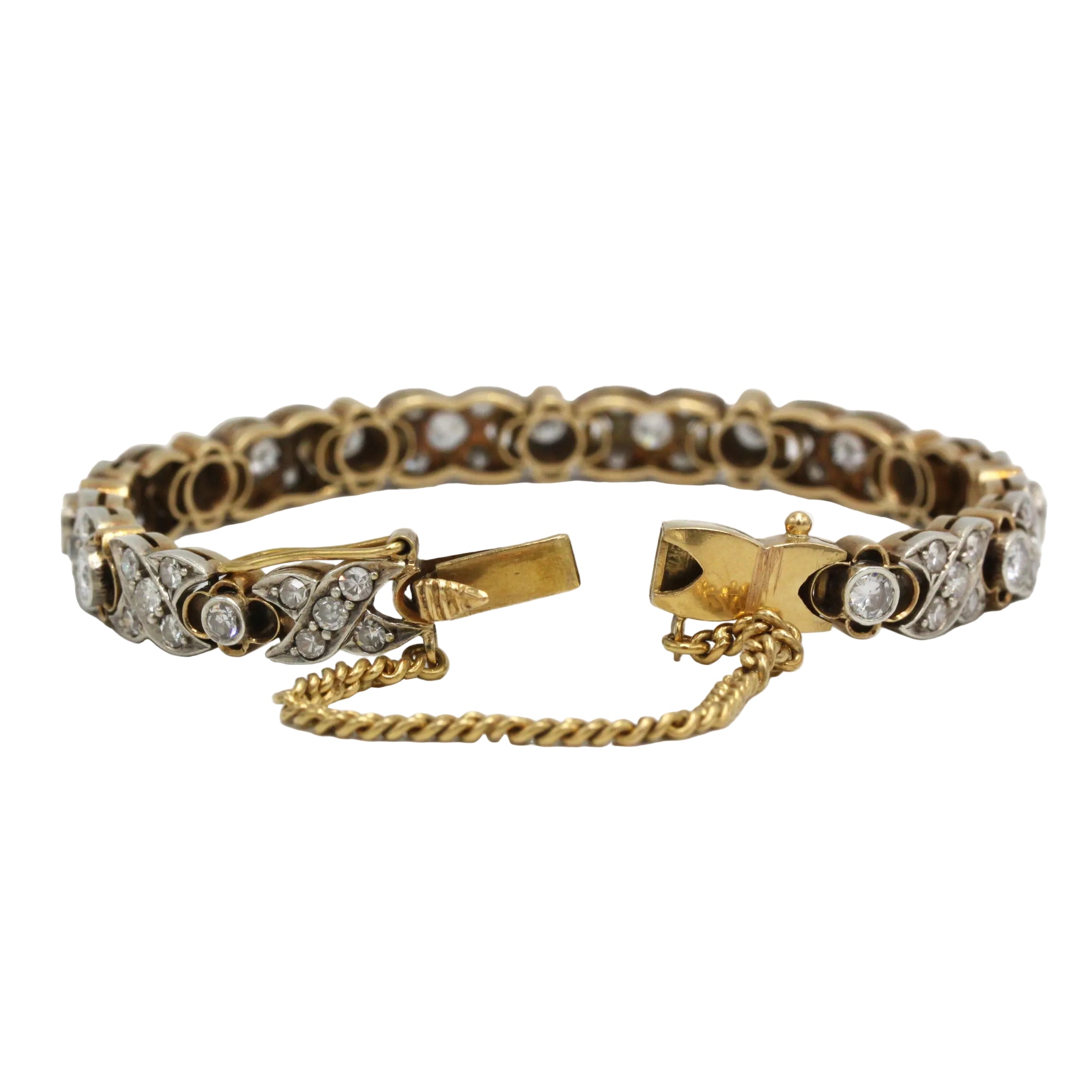 Bracelet Ligne en or jaune, argent et diamants