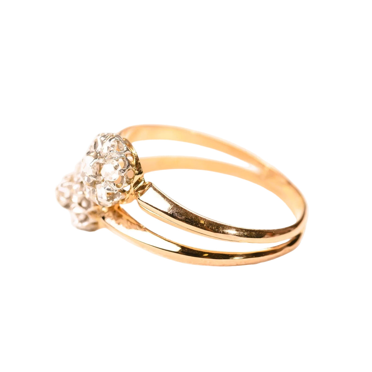 Bague Toi & Moi en or rose, platine et diamants