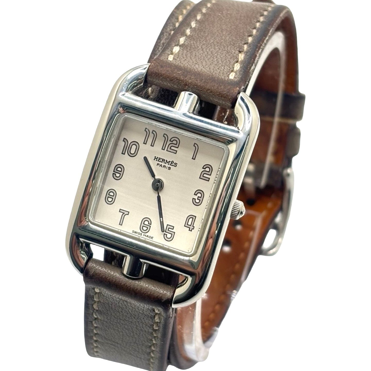 Montre HERMÈS "Cape Cod" PM en acier et cuir