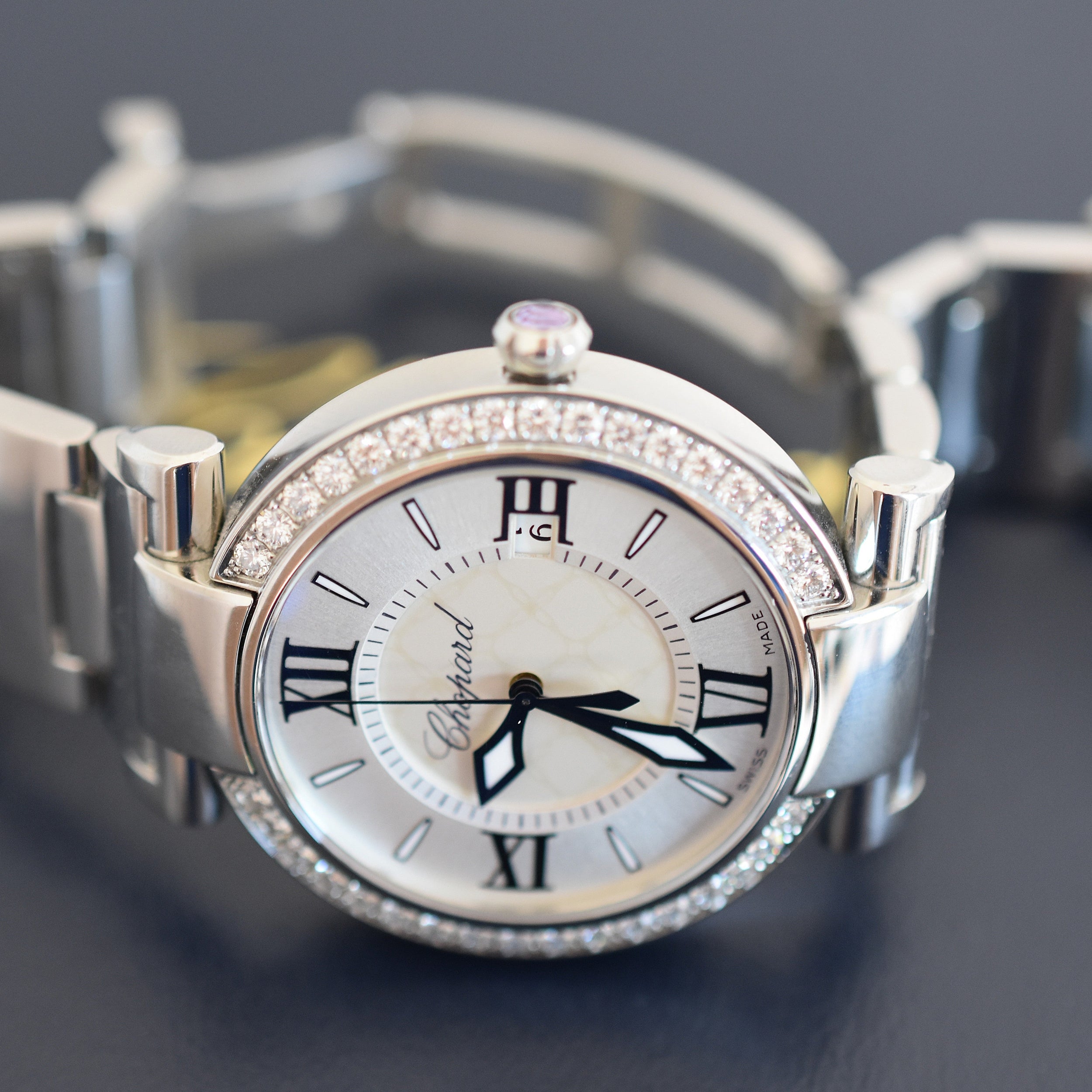 Montre CHOPARD "Impériale" en acier, améthyste et diamants