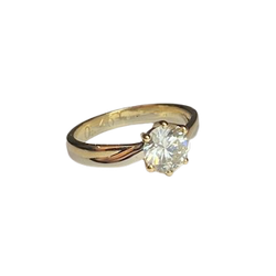 Bague Solitaire en or blanc, or jaune et diamant