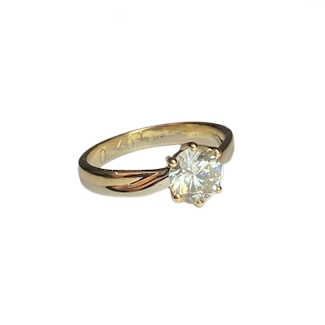 Bague Solitaire en or blanc, or jaune et diamant