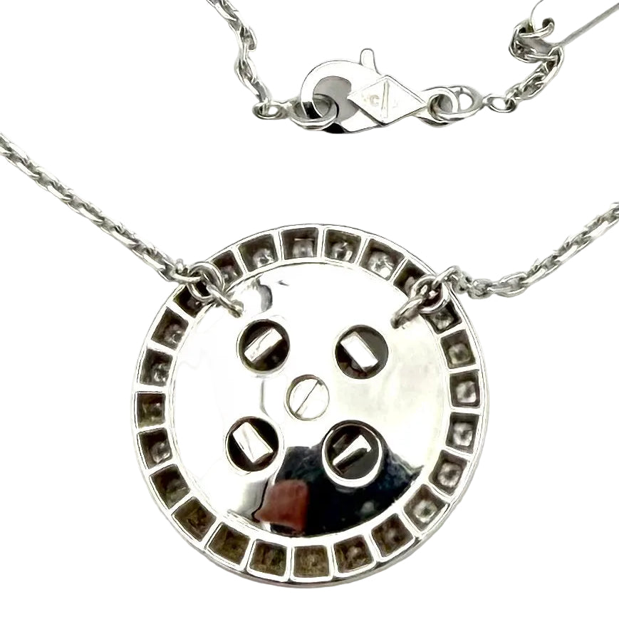 Collier Pendentif VAN CLEEF & ARPELS "Boutonnière" en or blanc et diamants
