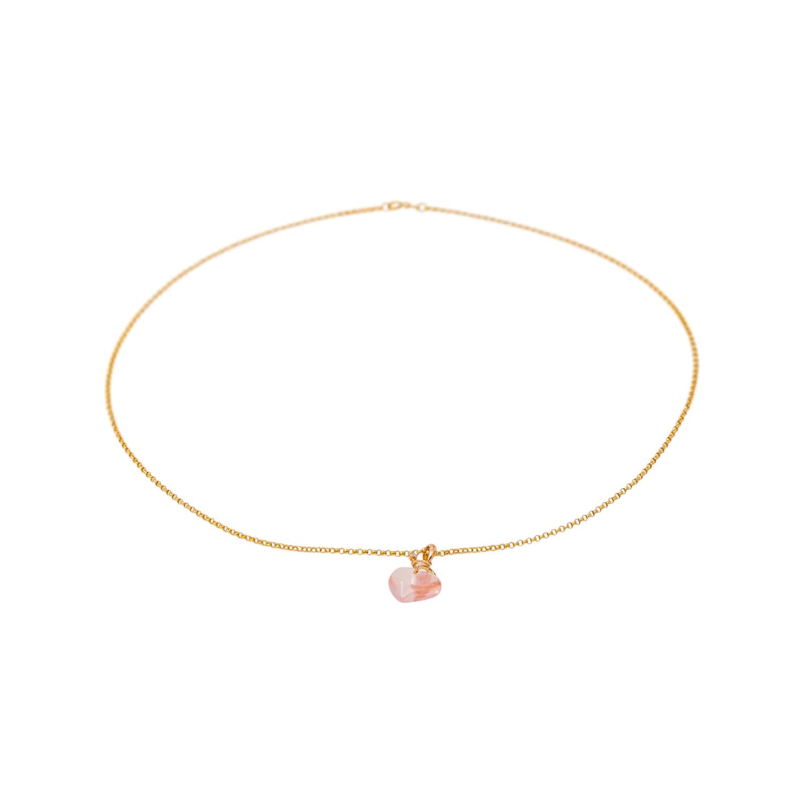 Collier Or jaune Quartz rose