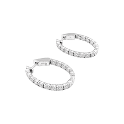 Boucles d'oreilles Créoles en or blanc et diamants