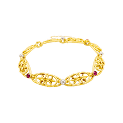 Bracelet Maille en or jaune, platine, rubis et diamants