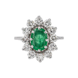 Bague Pompadour Or blanc Emeraude