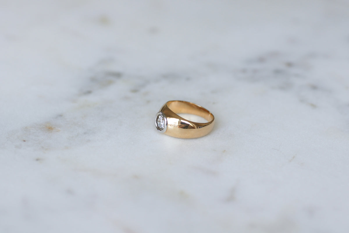 Bague Jonc en or jaune, or blanc, et diamant