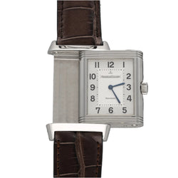 Montre JAEGER-LECOULTRE "Reverso" GM en acier et cuir