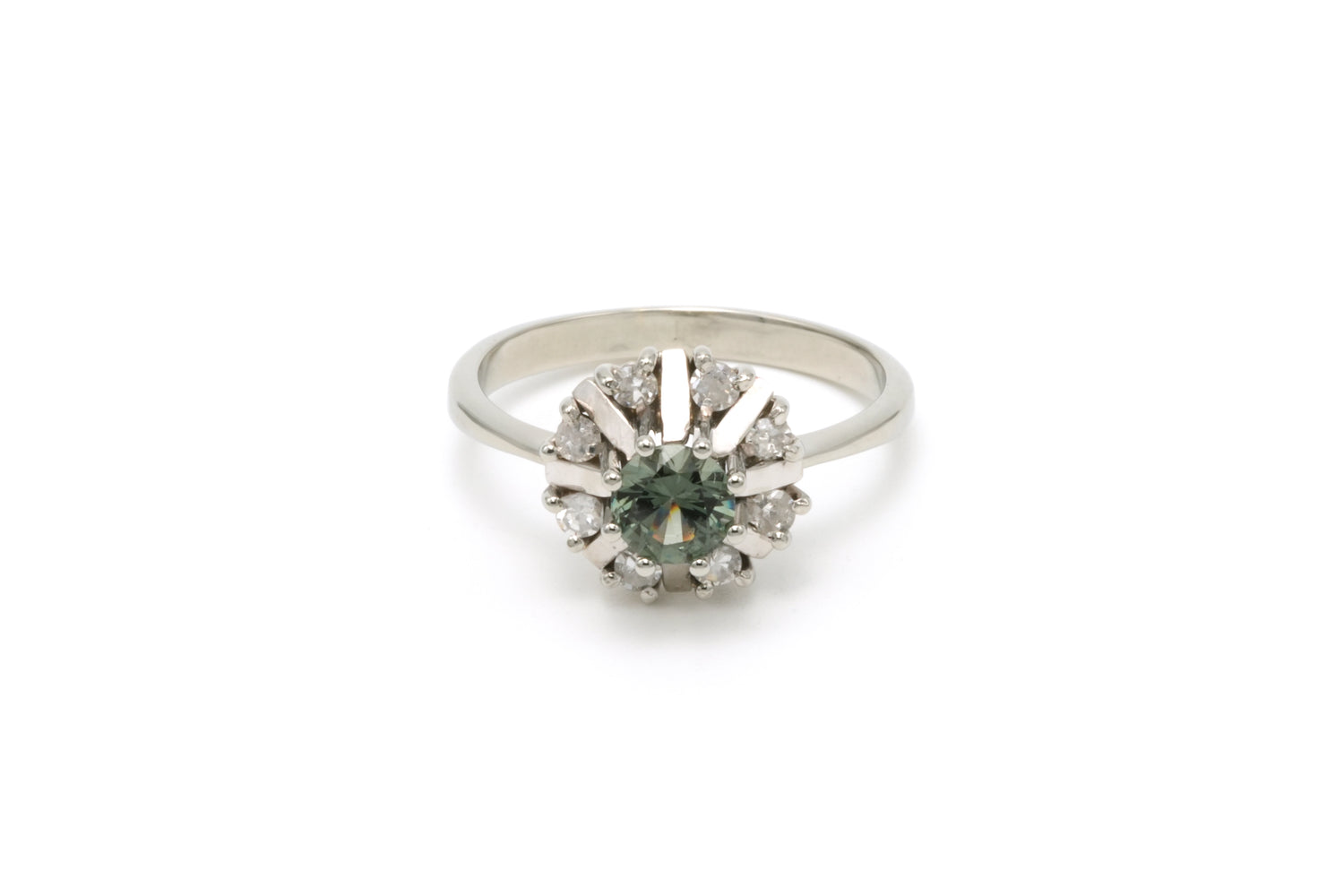 Bague Marguerite en or blanc, tourmaline et diamants