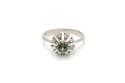 Bague Marguerite en or blanc, tourmaline et diamants