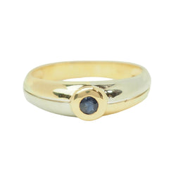 Bague Solitaire en or blanc, or jaune et saphir
