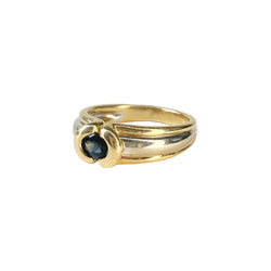 Bague Jonc en or jaune, or blanc, et saphir