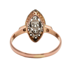 Bague Marquise en or jaune et diamants