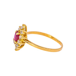 Bague Marquise Or jaune Rubis