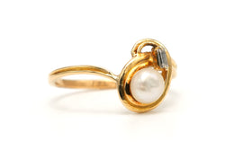 Bague Toi & Moi en or jaune, perle et diamant