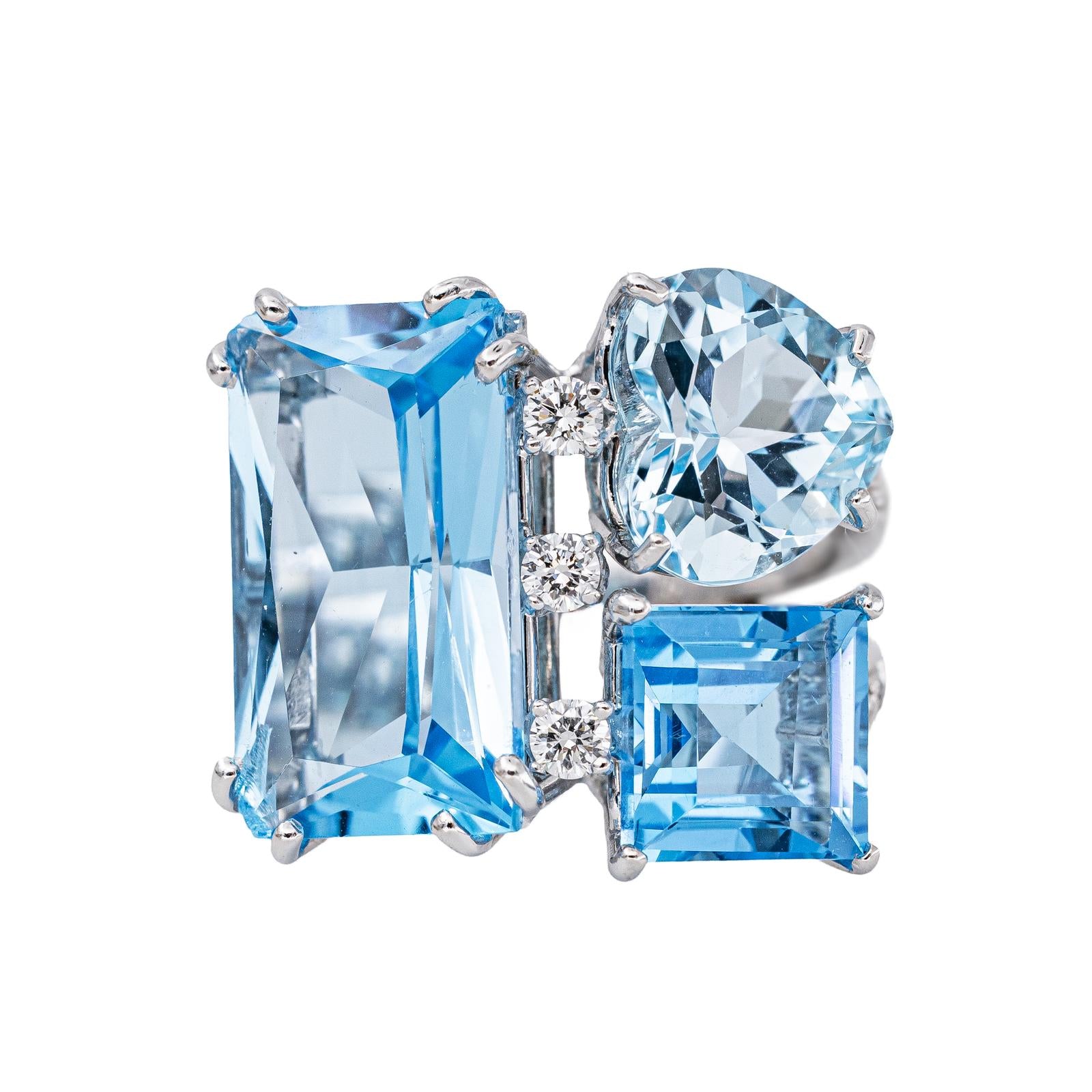 Bague  Cocktail Or blanc  Topaze