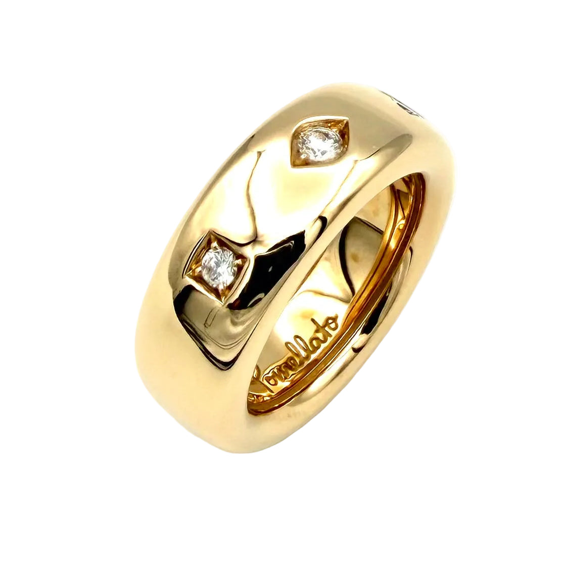 Bague Jonc POMELLATO "Iconia Slim" en or rose et diamants