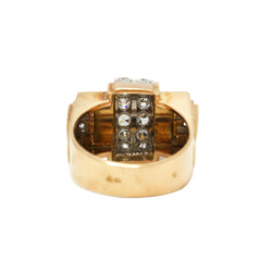 Bague Tank en or jaune, platine et diamants