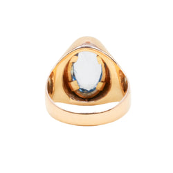 Bague Chevalière en or rose et aigue-marine