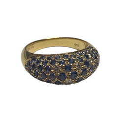 Bague Jonc POIRAY en or jaune, saphirs et diamants