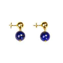 Boucles d'oreilles Pendantes en or jaune et lapis-lazuli