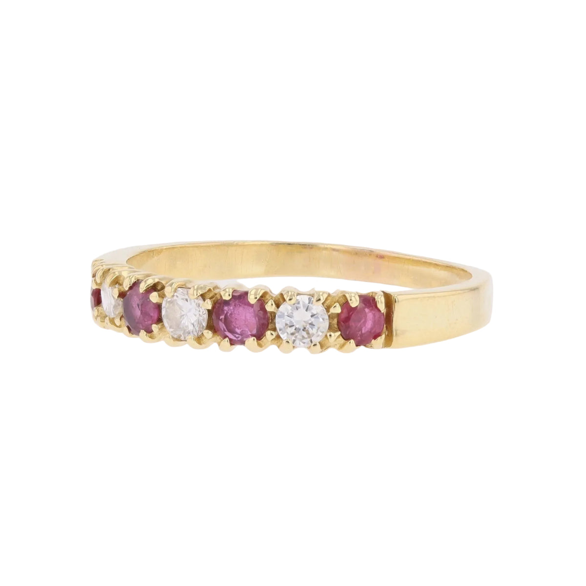 Bague Alliance en or jaune, rubis et diamants