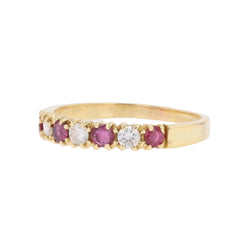 Bague Alliance en or jaune, rubis et diamants