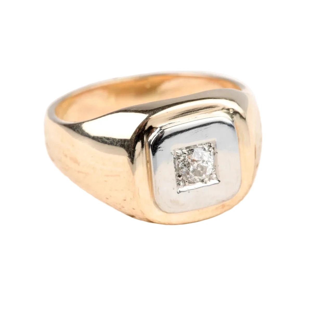 Belle Chevalière en or blanc, or jaune et diamant - Castafiore