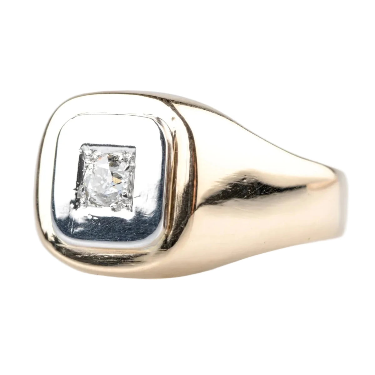 Belle Chevalière en or blanc, or jaune et diamant - Castafiore
