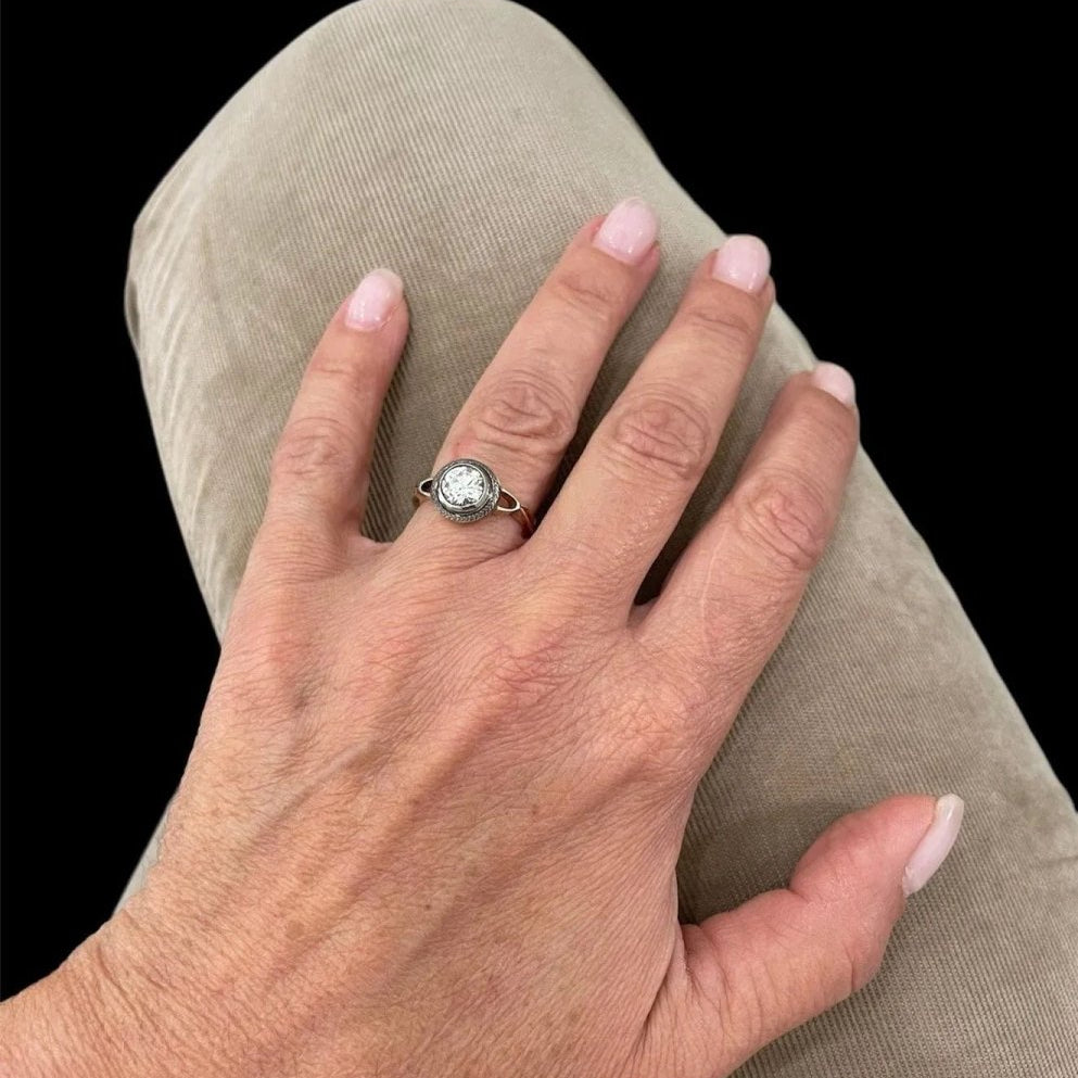 Belle Epoque Diamond Gold and Silver Engagement Ring - Castafiore