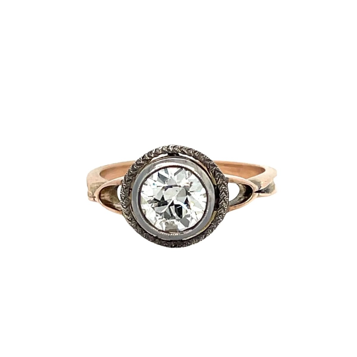 Belle Epoque Diamond Gold and Silver Engagement Ring - Castafiore
