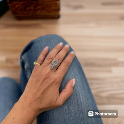 Belle Epoque Diamond Gold and Silver Shuttle Ring - Castafiore