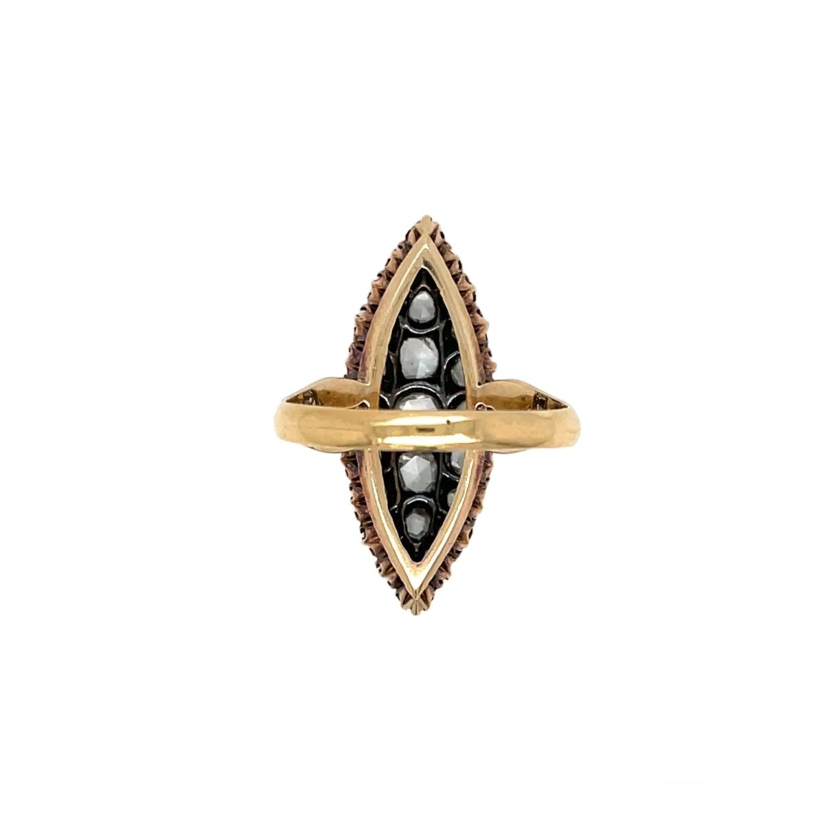 Belle Epoque Diamond Gold and Silver Shuttle Ring - Castafiore