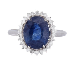 Bague Entourage en or blanc, saphir et diamants