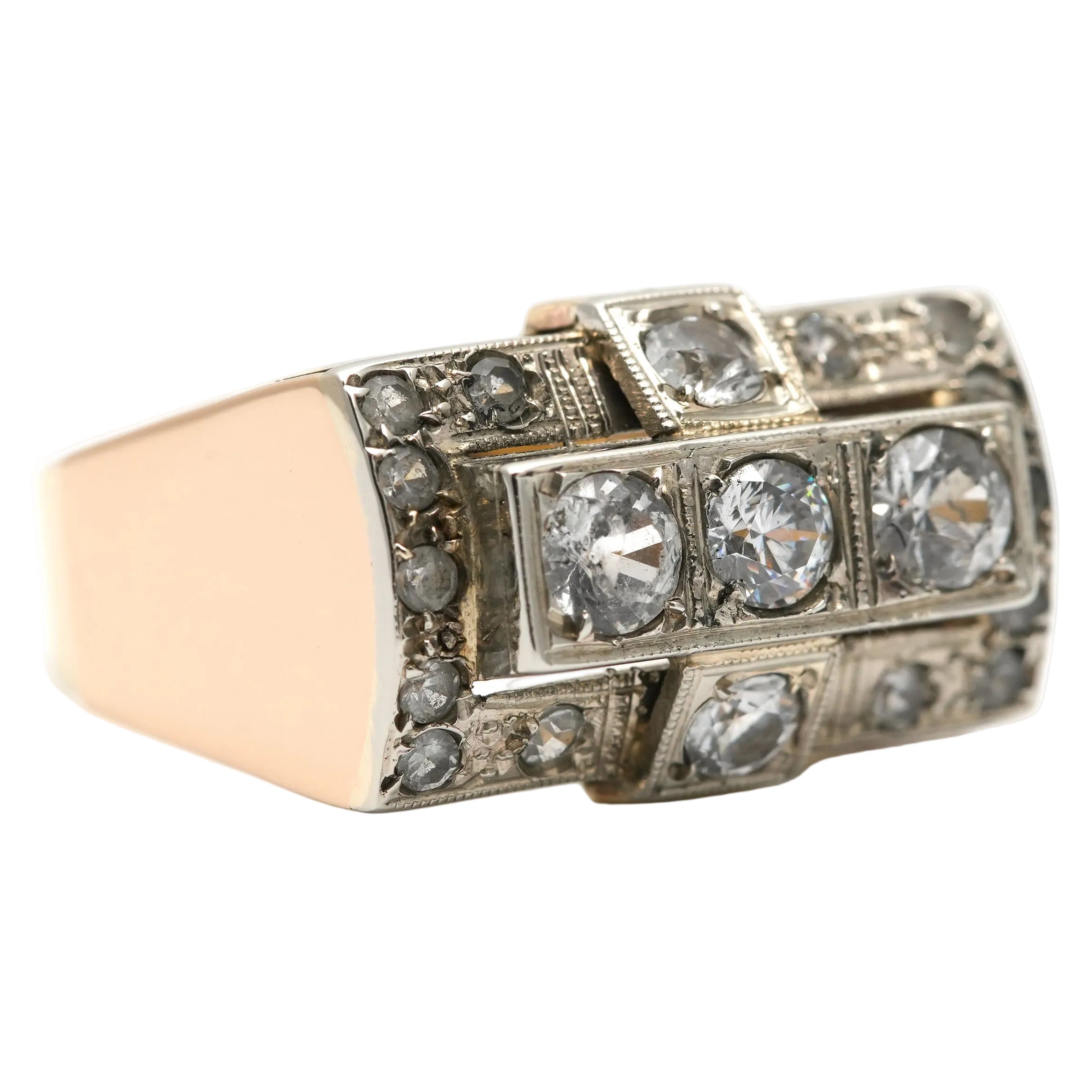Bague Tank en or jaune et saphirs