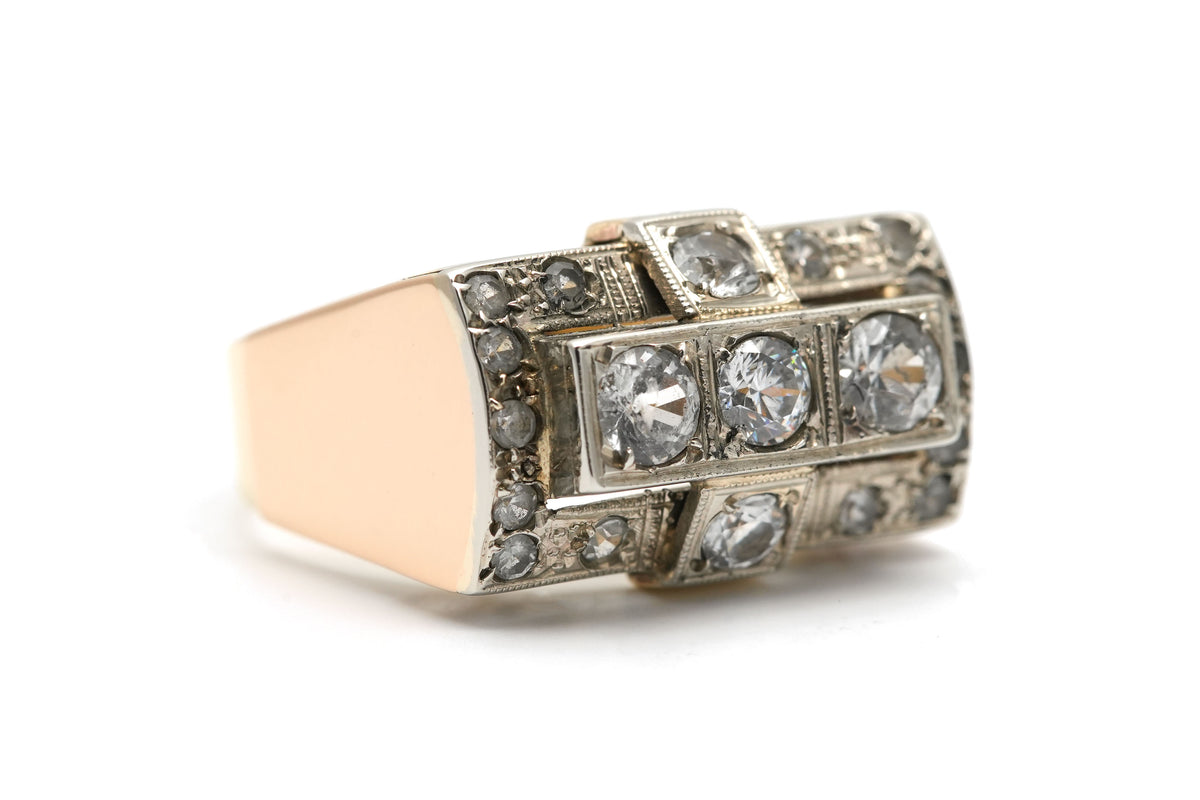 Bague Tank en or jaune et saphirs